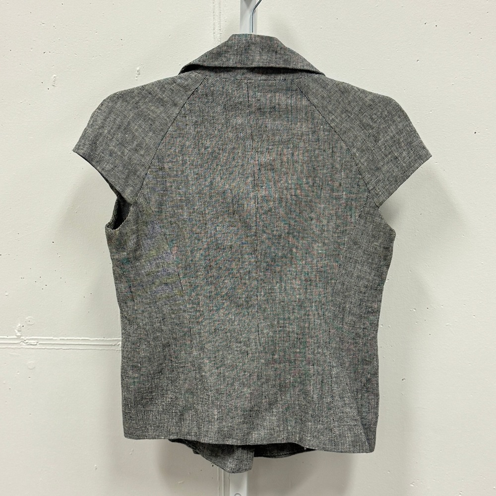 Calvin Klein Grey Linen Blend Double Breasted Cap Sleeve Vest Top Size‎ 4 Career - Picture 2 of 7